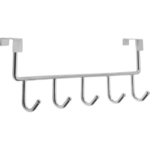 Verchromte Siro Türgarderobe aus Metall mit 5 Haken, Länge 355 mm.