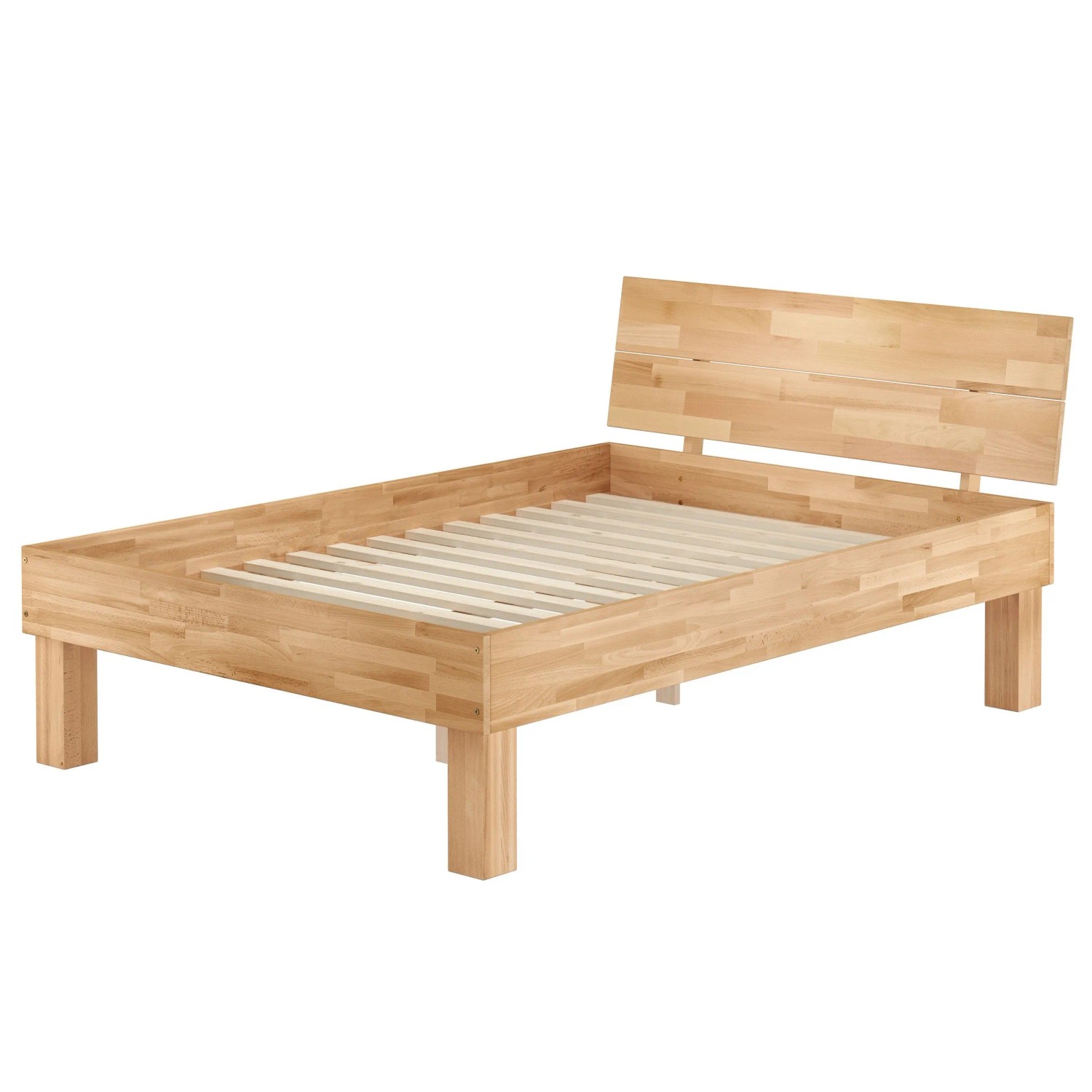 Erst-Holz Hohes Seniorenbett 140 x 220 cm Buche Massiv Doppelbett in Überlänge Modell 81 Rollrost inkl.
