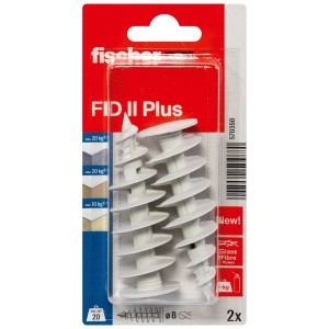 2er-Pack Fischer FID II Plus Dämmstoffdübel, 8x60mm, für sichere Befestigung in Dämmstoffen.