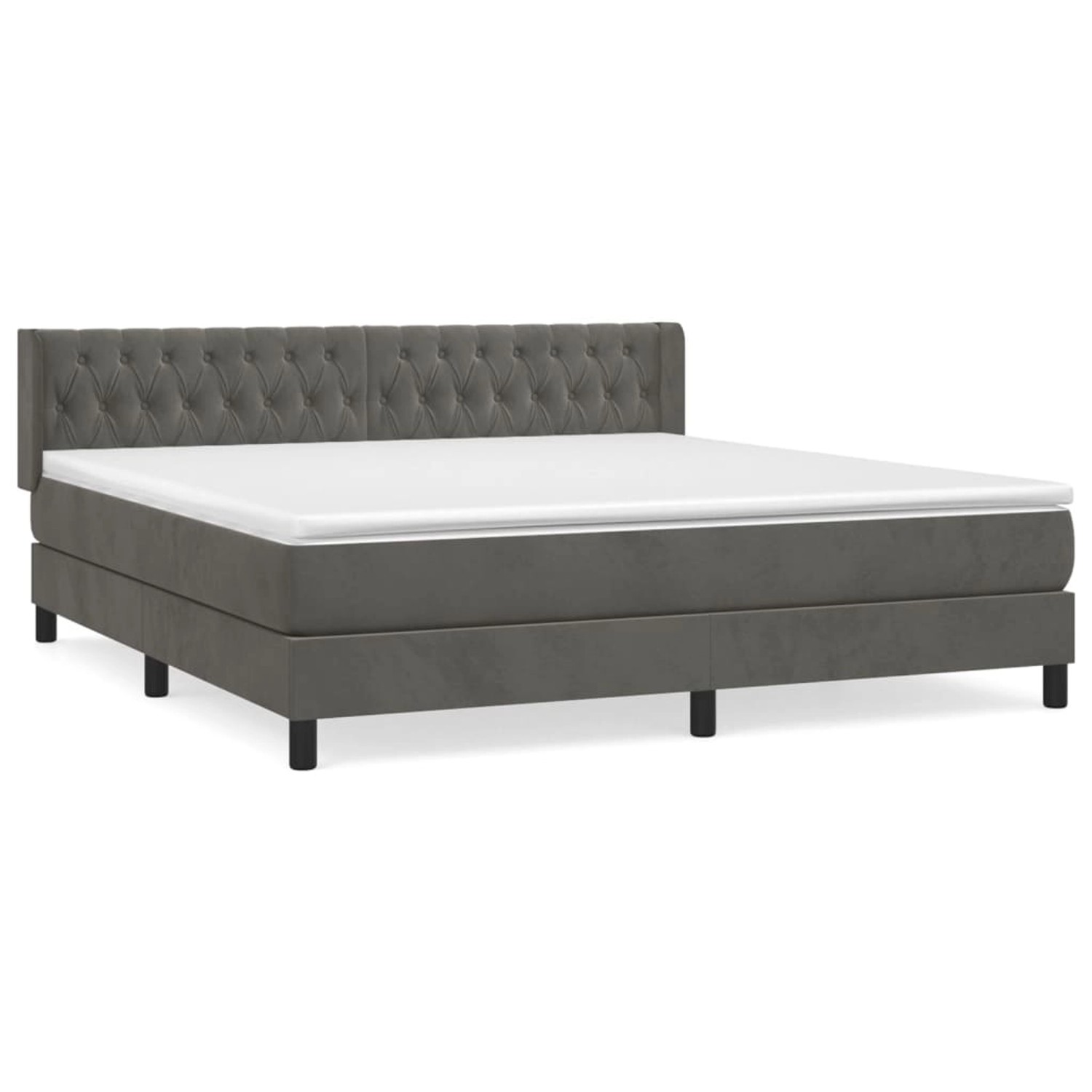 vidaXL Boxspringbett mit Matratze Dunkelgrau 160x200 cm Samt 3131148 günstig online kaufen