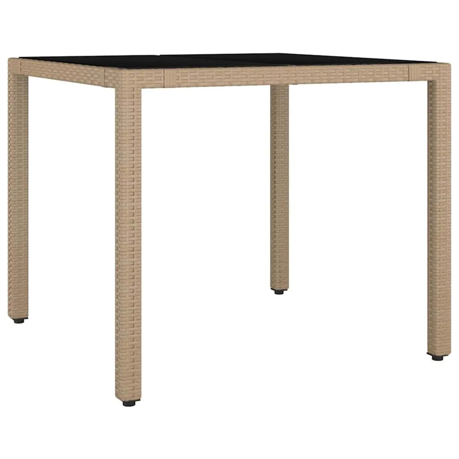 Furnicato Gartentisch Mit Glasplatte Beige 90 X 90 X 75 Cm