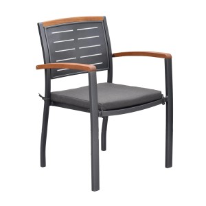 Merxx Sitzkissen (48x45,5x5 cm) auf Gartenstuhl. Bequeme Gartenstuhlauflage für Stapelsessel.