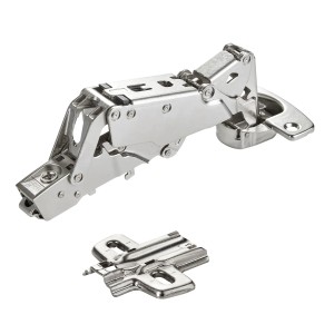 SOTECH Sensys 8657i Weitwinkelscharnier 165 Grad mit Soft Close und Montageplatte. Vernickeltes Möbelscharnier.