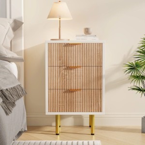 PXloue Kommode mit 3 Schubladen-Schubladenschrank Holzmaserung für Wohnzimmer und Schlafzimmer