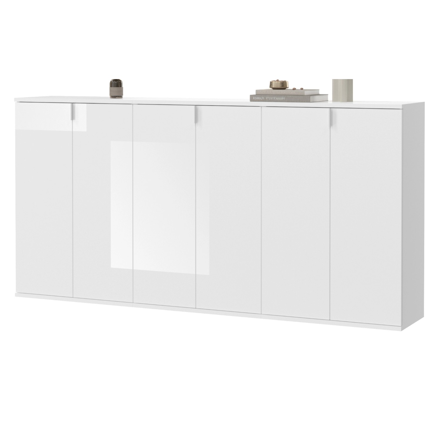 Inn.Furn Sideboard Weiß Hochglanz 183 cm 6-türig SystemX günstig online kaufen