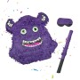 Relaxdays Pinata Set Pappe Lila Mit Stab und Maske 40 cm x 35 cm x 9 cm 220 g