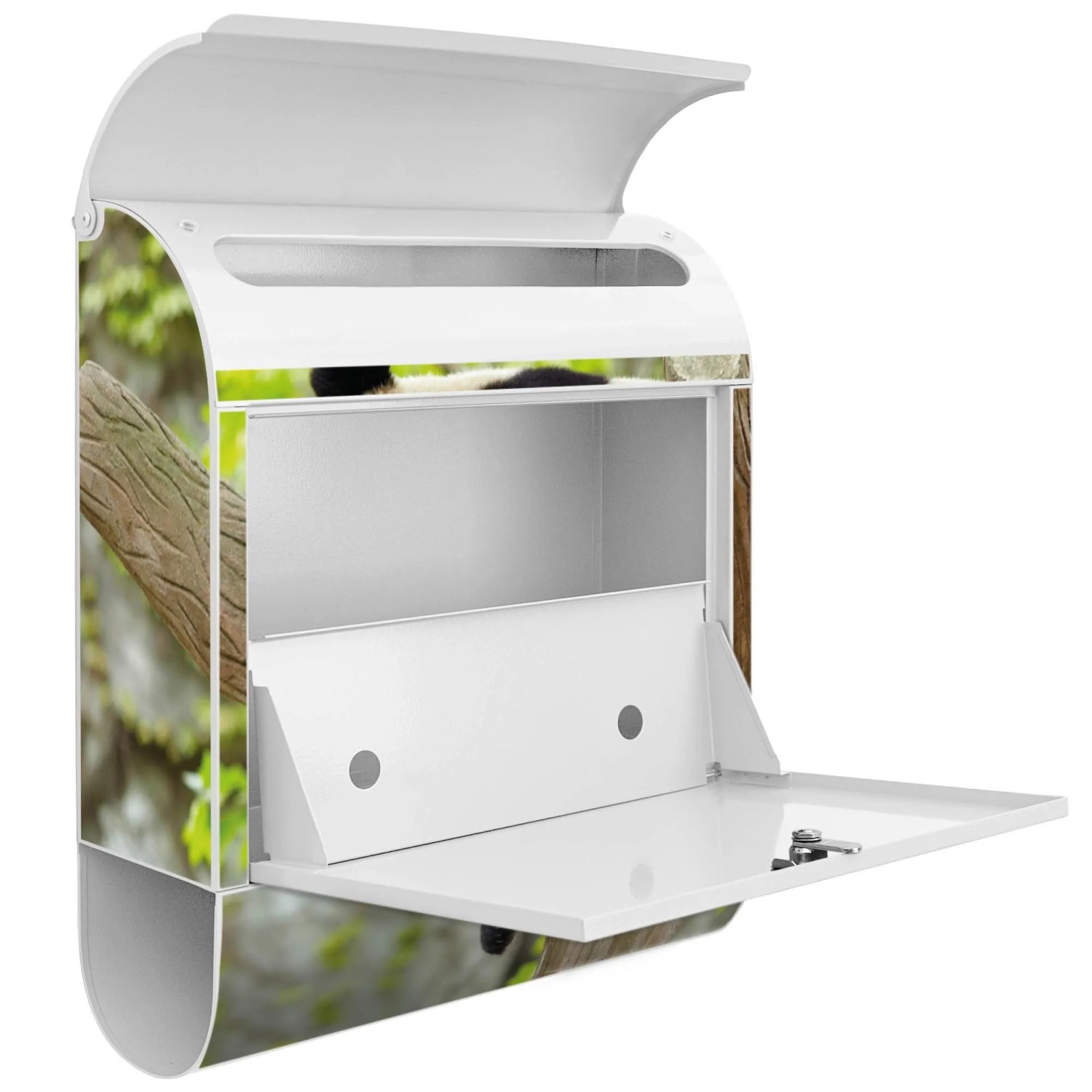 Banjado Design Briefkasten Weiß Pulverbeschichtet 39x47x14cm 2 Schlüssel Mit Zeitungsfach Motiv Panda_8