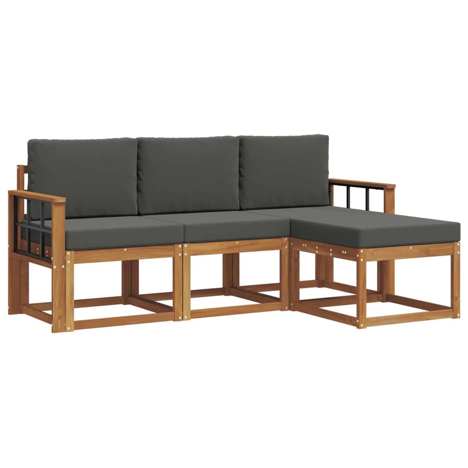 Thumbnail - vidaXL Outdoor-Sofagarnitur mit Kissen 4-Tlg Natur und Anthrazit 3366230