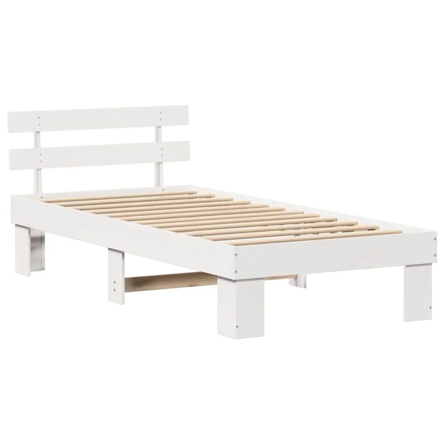 vidaXL Bettrahmen mit Kopfteil Weiß 75 x 190 cm Massives Kiefernholz 872468