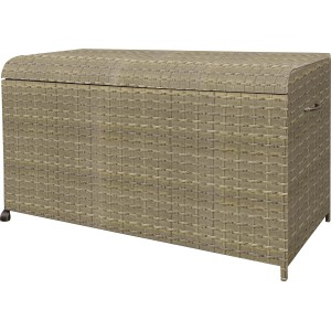 Kissenbox Vermont Forest aus Polyrattan, ideal zur Aufbewahrung von Gartenutensilien und Lounge-Möbel Zubehör.