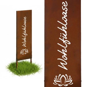 Relaxdays Gartenstecker Eisen Rostbraun Wetterfest 115 cm x 28 cm