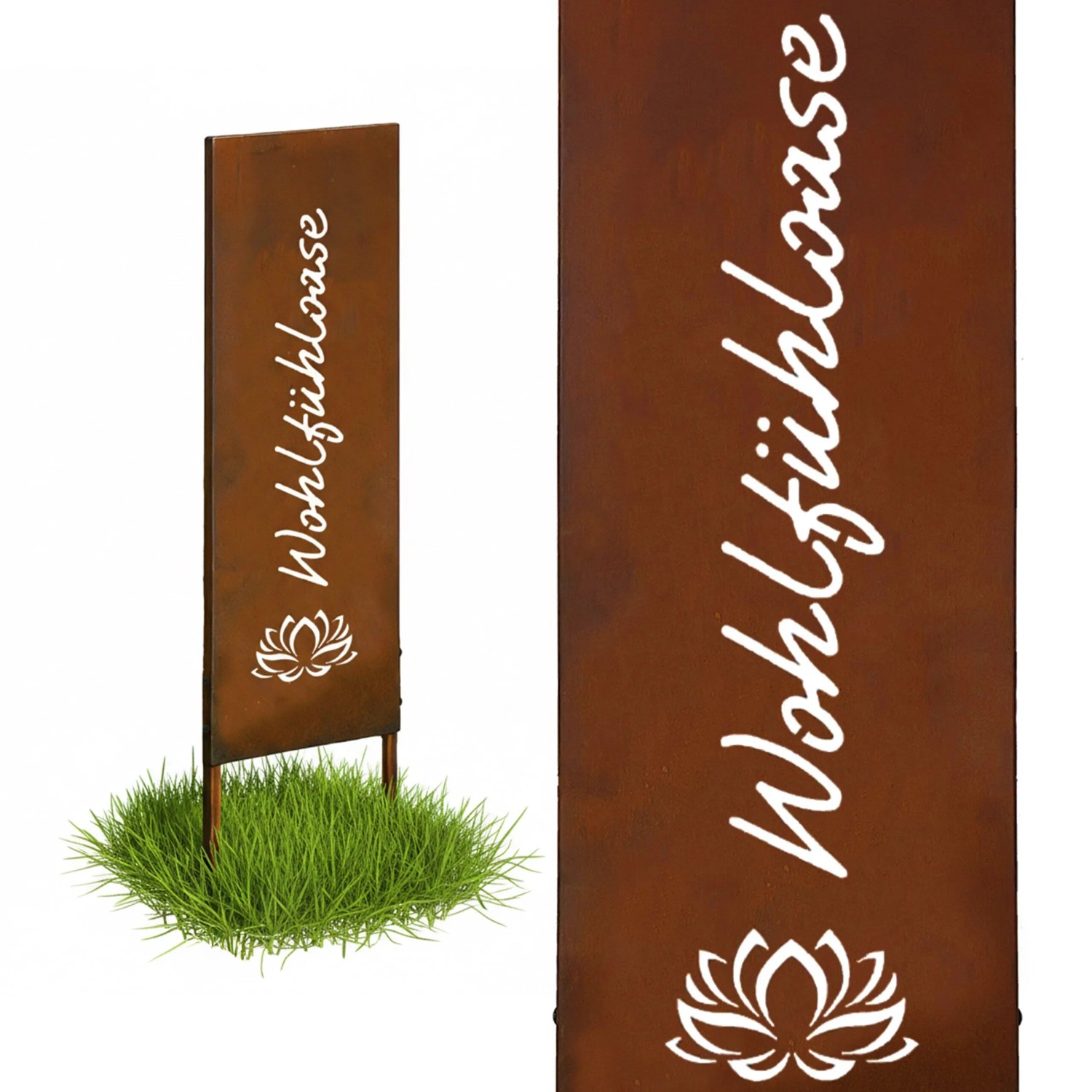 Relaxdays Gartenstecker Eisen Rostbraun Wetterfest 115 cm x 28 cm