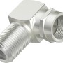 Hama Antennen-Adapter, SAT F-Stecker/F-Kupplung, 90° Winkel, silberfarben.