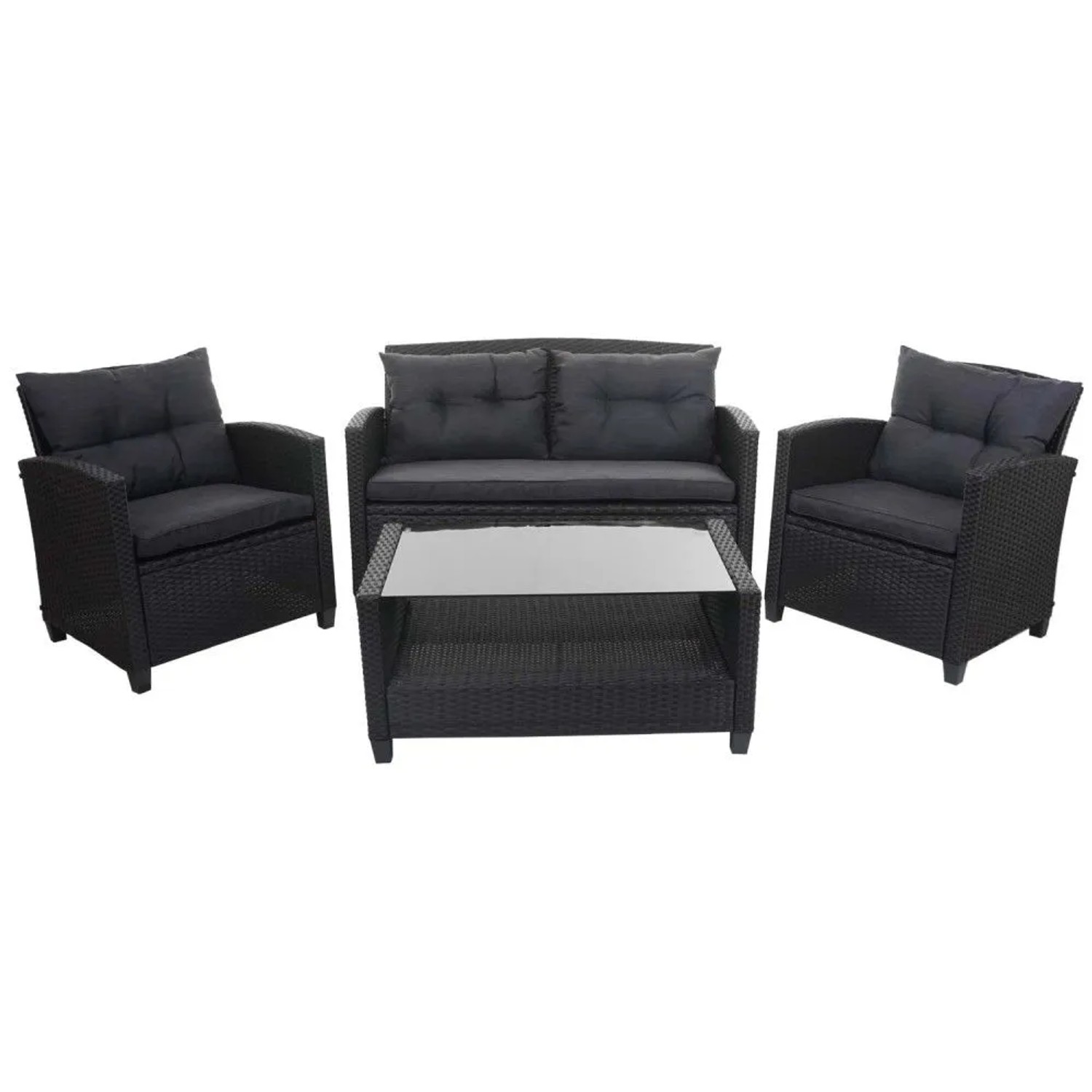 MCW XXL Poly-Rattan Garnitur F10 4-tlg Anthrazit