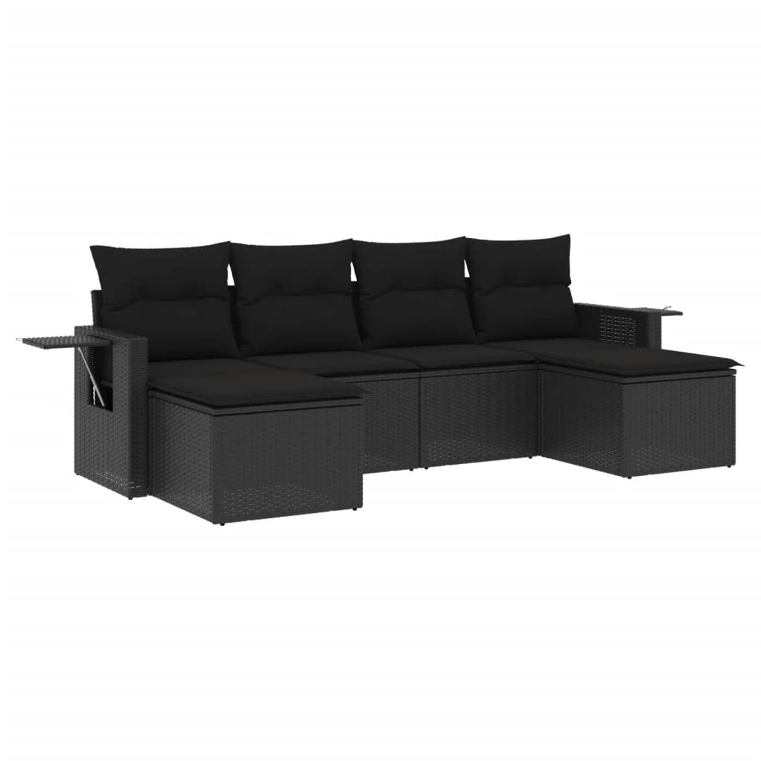 vidaXL 6-tlg Garten-Sofagarnitur mit Kissen Schwarz Poly Rattan Modell 199 günstig online kaufen