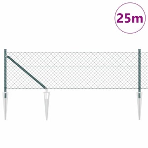 vidaXL Zaunpfosten Grün 25 x 0,6 m 40 x 40 mm Maschen Stahl und PVC 3351163