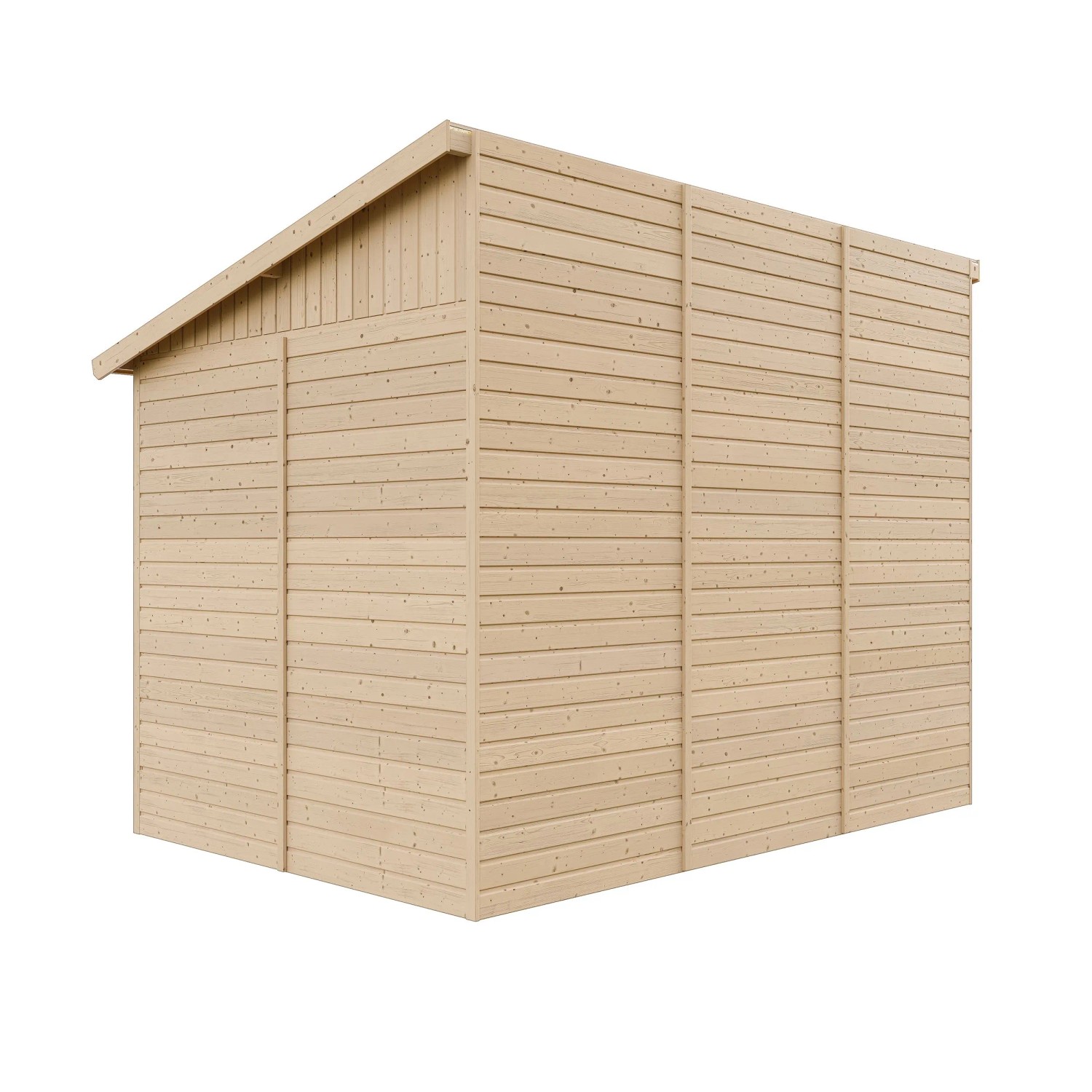 Timbela Anbau-Gartenhaus M339A, 6 m², Holz natur, Seitenwand, ohne Boden.