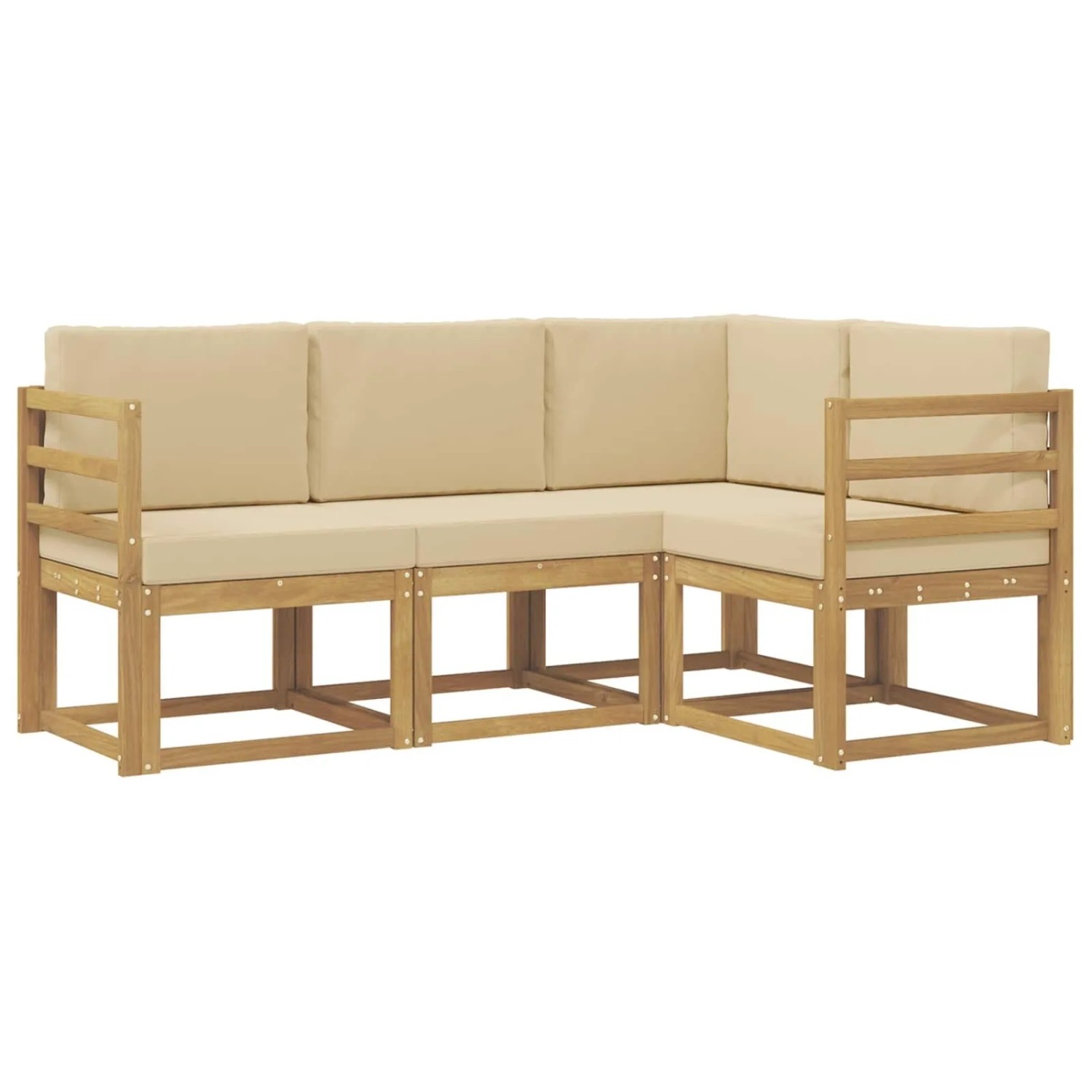 vidaXL Outdoor-Sofagarnitur mit Kissen 4-Tlg Weiß und Beige 3387547