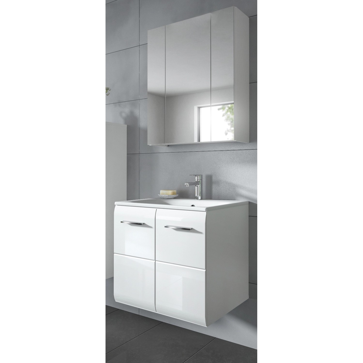 Inn.Furn Badmöbel-Set 2-teilig in Weiß Hochglanz 60 cm Cover günstig online kaufen