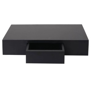 Schwarzes Wandregal 'Cher' (8x40x25cm) mit Schublade aus Paulowniaholz.