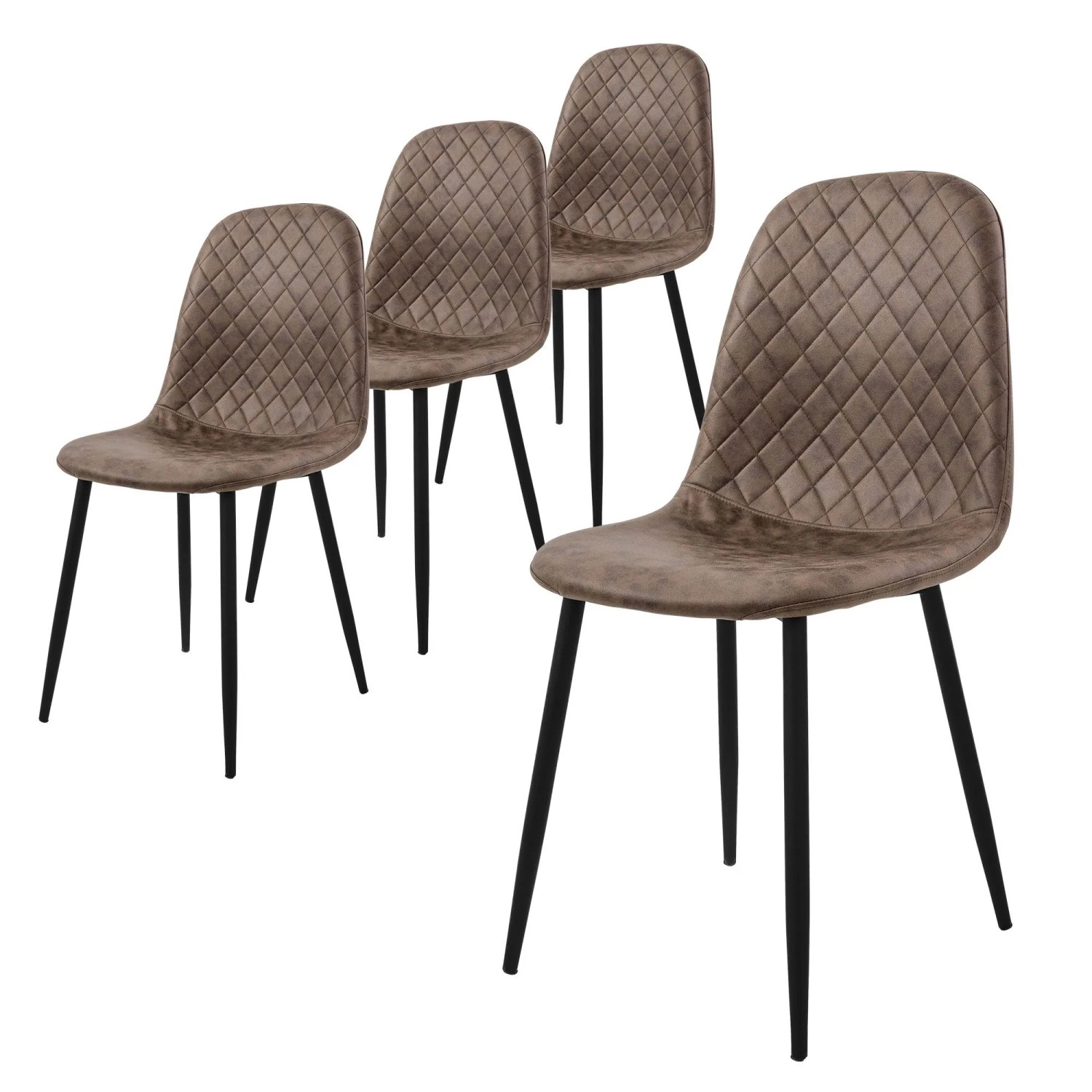 ML-Design Esszimmerstühle 4er Set Braun Kunstlederbezug Metallbeine