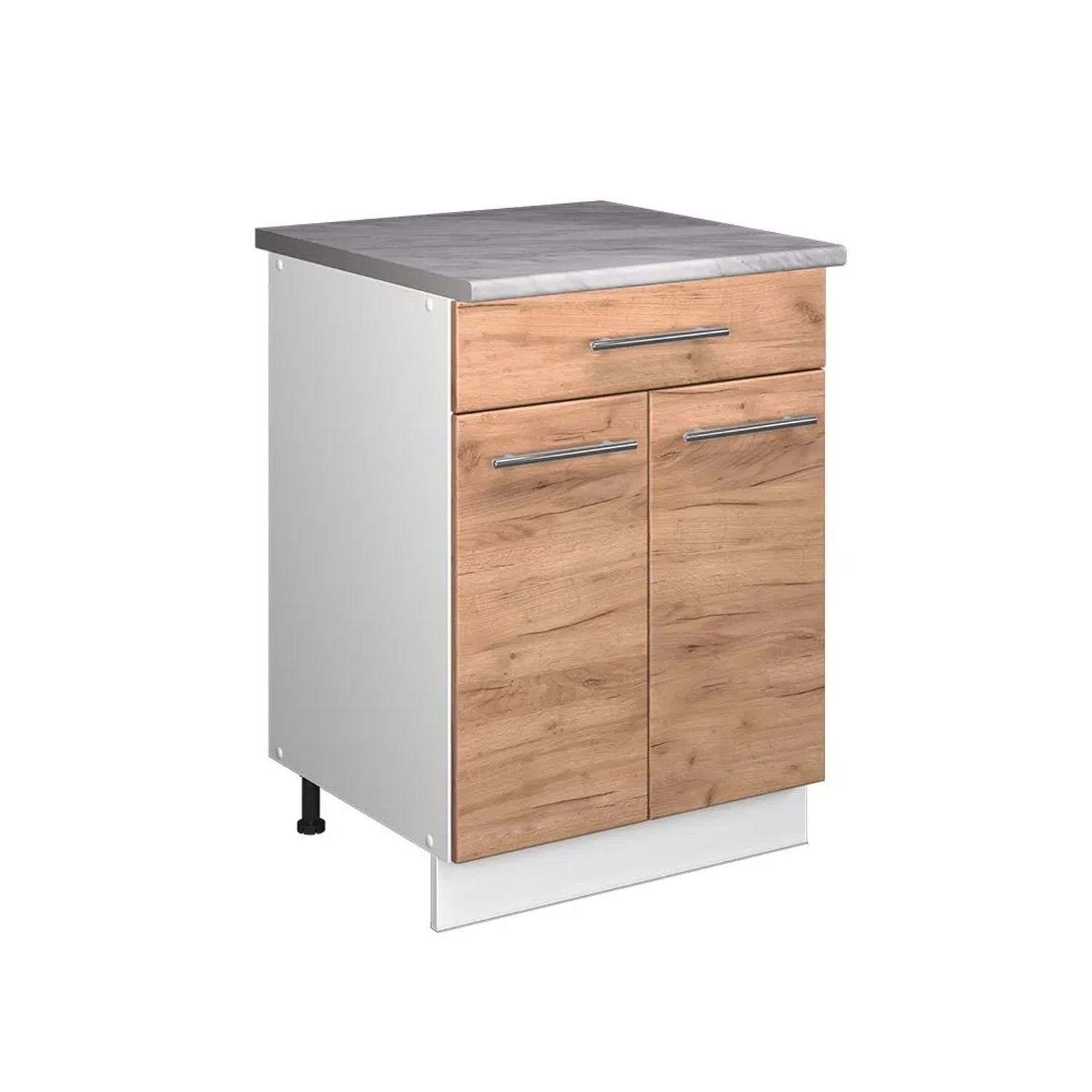 Vicco Unterschrank für Spüle/Kochfeld Fame-Line Goldkraft Eiche/Weiß 60 x 82 mit Schublade AP Marmor Art Nr 60943