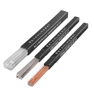 STAHLWERK Schweißstäbe Set: Stahl, Edelstahl, Aluminium, 2,4x500mm, je 1kg.