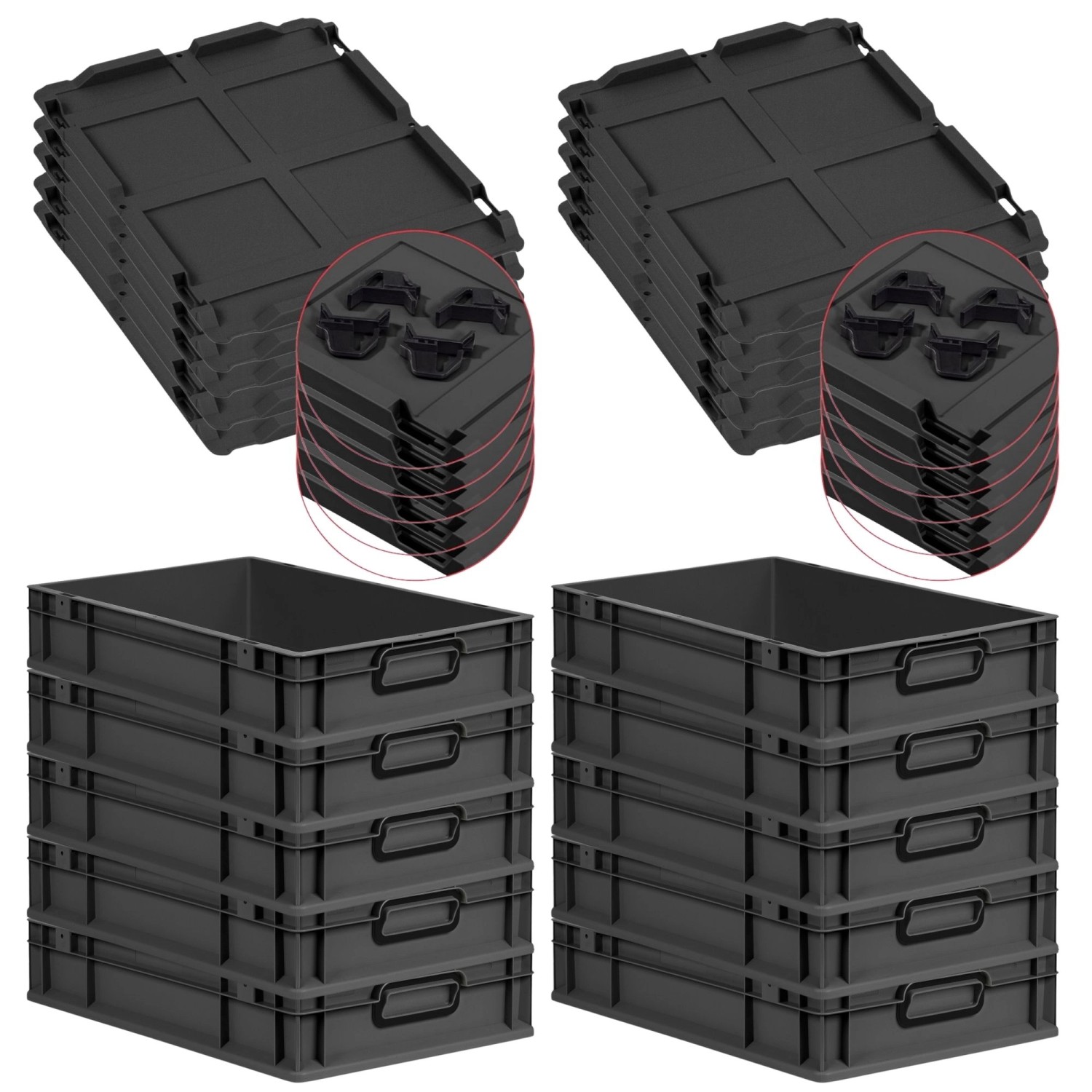 PROREGAL SparSet 10x Eurobox Nextgen Color Mit Auflagedeckel HxBxT 12x40x60 günstig online kaufen