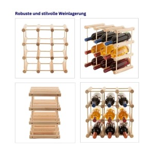 Modulares Weinregal Vinotega aus Eichenholz, natur, für 9 Flaschen. Weinlagerung.