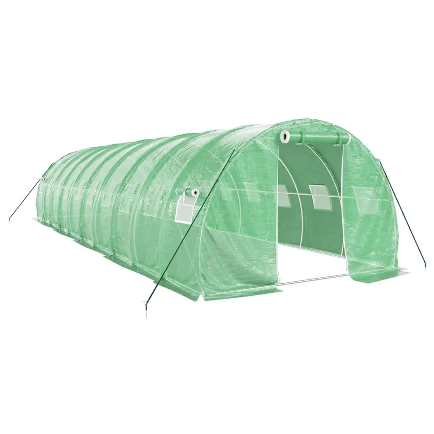 vidaXL Gewächshaus mit Stahlrahmen Grün 30 m² 10x3x2 m 3188042