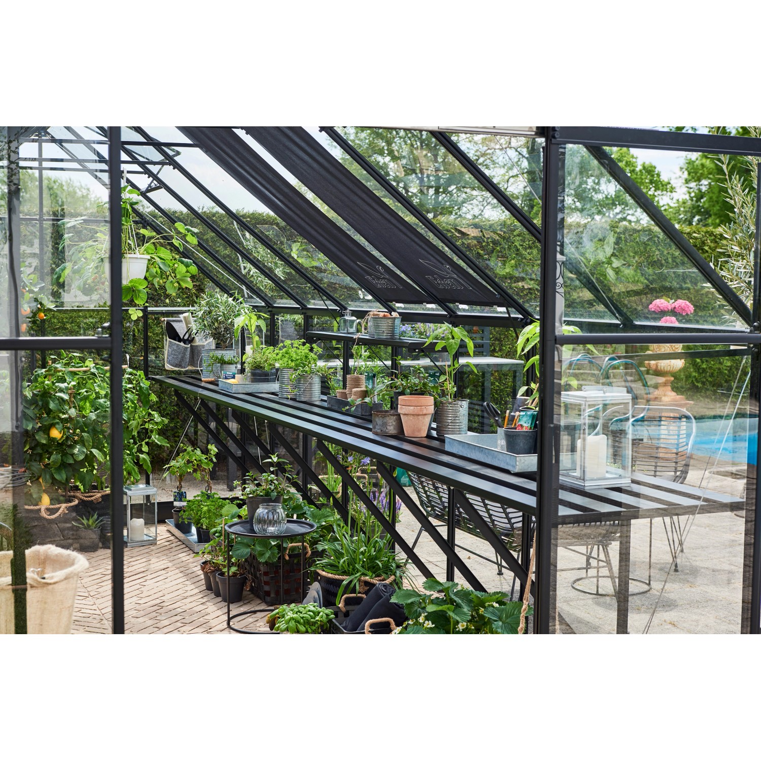 Halls Lamellentisch für die Gewächshäuser Qube+ 816 Schwarz 492 cm Schwarz