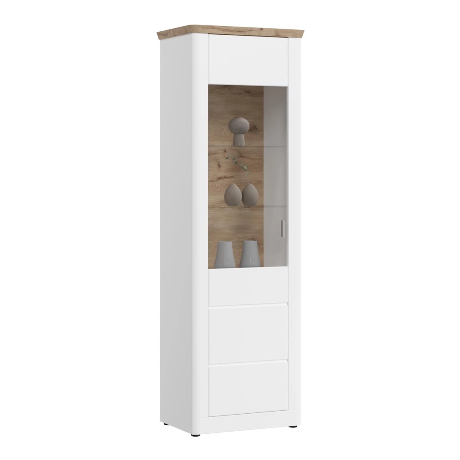 ebuy24 Michigan Vitrinenschrank 1 Tür Matt Weiß Eiche Dekor Weiß günstig online kaufen