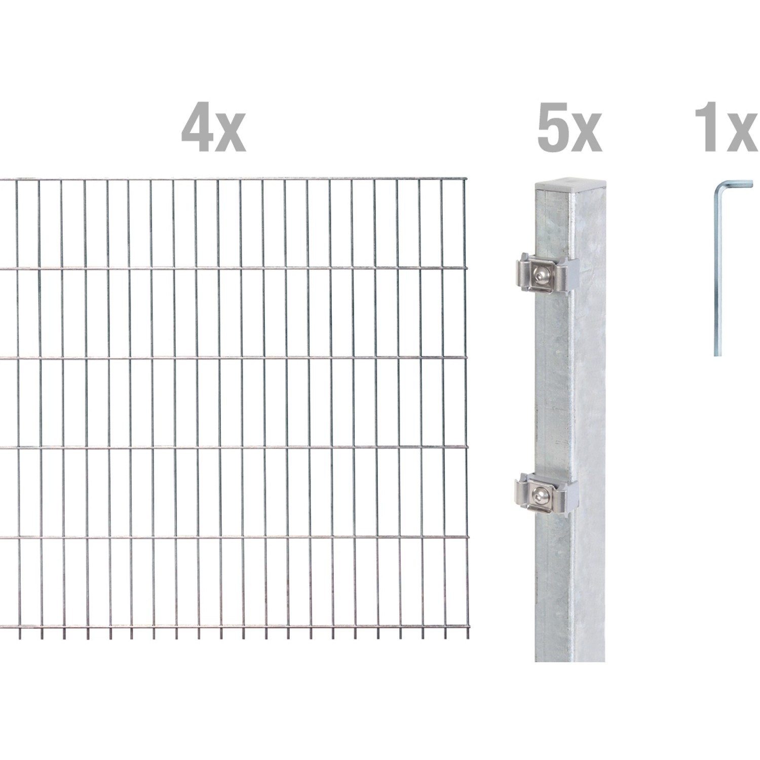 Metallzaun Grund-Set Doppelstabmatte feuerverzinkt 4 x 2 m x 0,8 m günstig online kaufen