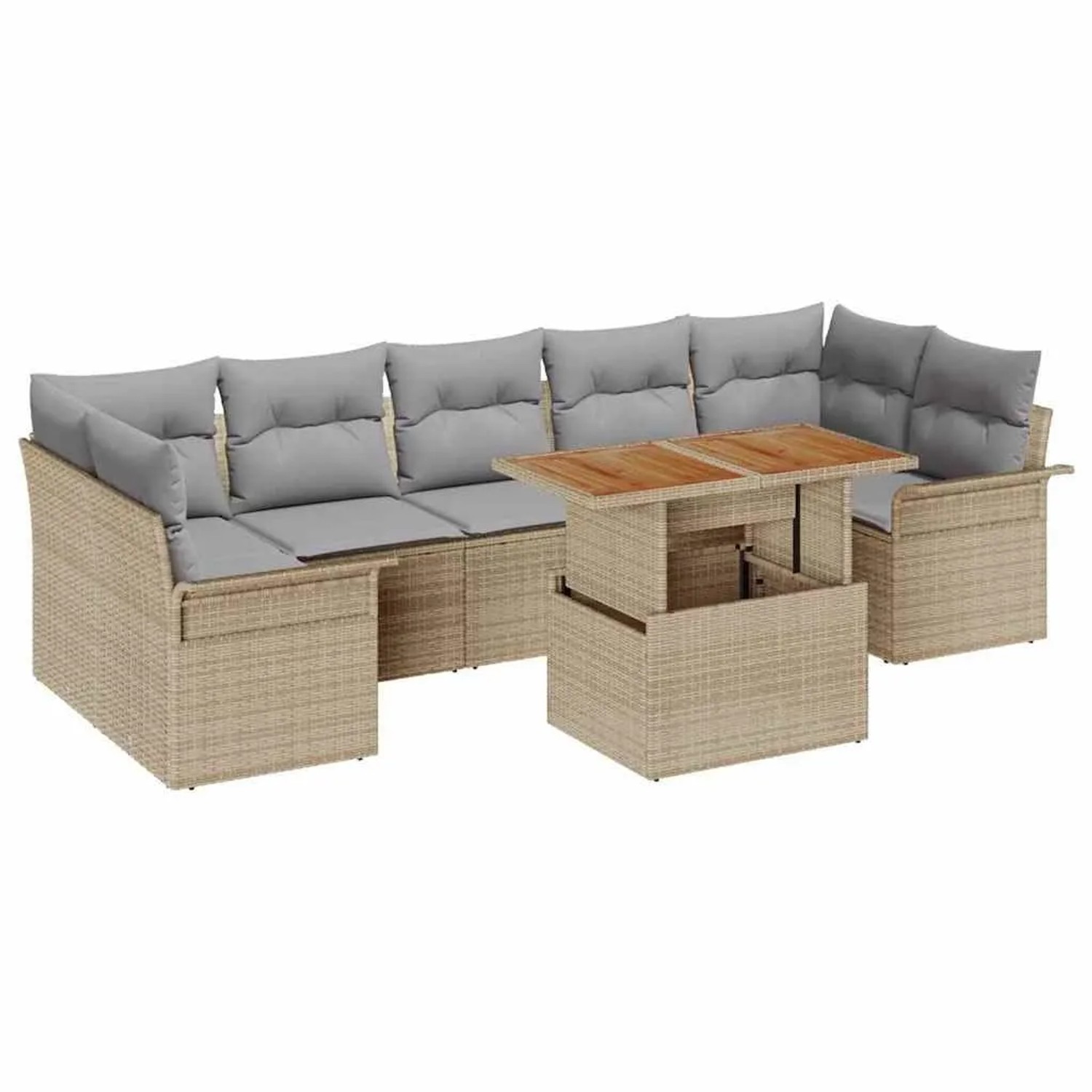 vidaXL Garten-Sofa-Set mit Kissen 8-Tlg Beige und Hellgrau 3349300