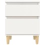 Zwei weiße Nachttische vidaXL mit je zwei Schubladen und hellen Holzfüßen.