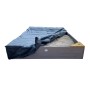 Axi Sandkasten Kelly grau-braun mit Abdeckplane, Becken und Sitzbank.
