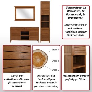 MCW Teak-Badezimmer-Set M87 Hochwertiges B-Grade-Teak