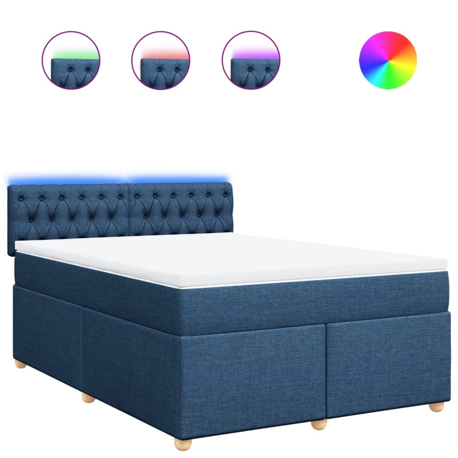 vidaXL Boxspringbett mit Matratze Blau 160x200 cm Stoff 3289044 günstig online kaufen