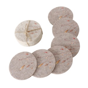 Boltze Home Untersetzer Kornelia, 6er Set, creme-braune Filzuntersetzer mit Dekor.