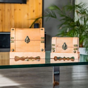 HMF 6414-50 Spardose Holzkiste Schloss 18 x 12 x 14 cm Klein Namibia