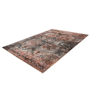 Beiger Kurzflor Teppich im Vintage Design mit orientalischen Mustern, 80x150 cm.
