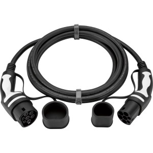 Typ 2 Ladekabel für Elektroautos, 5 m, mit Schutzkappen und Tasche.