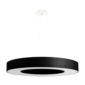 Schwarzer Sollux Lighting Kronleuchter Saturno Slim 70, runde Deckenlampe für Wohnzimmer & Esszimmer.