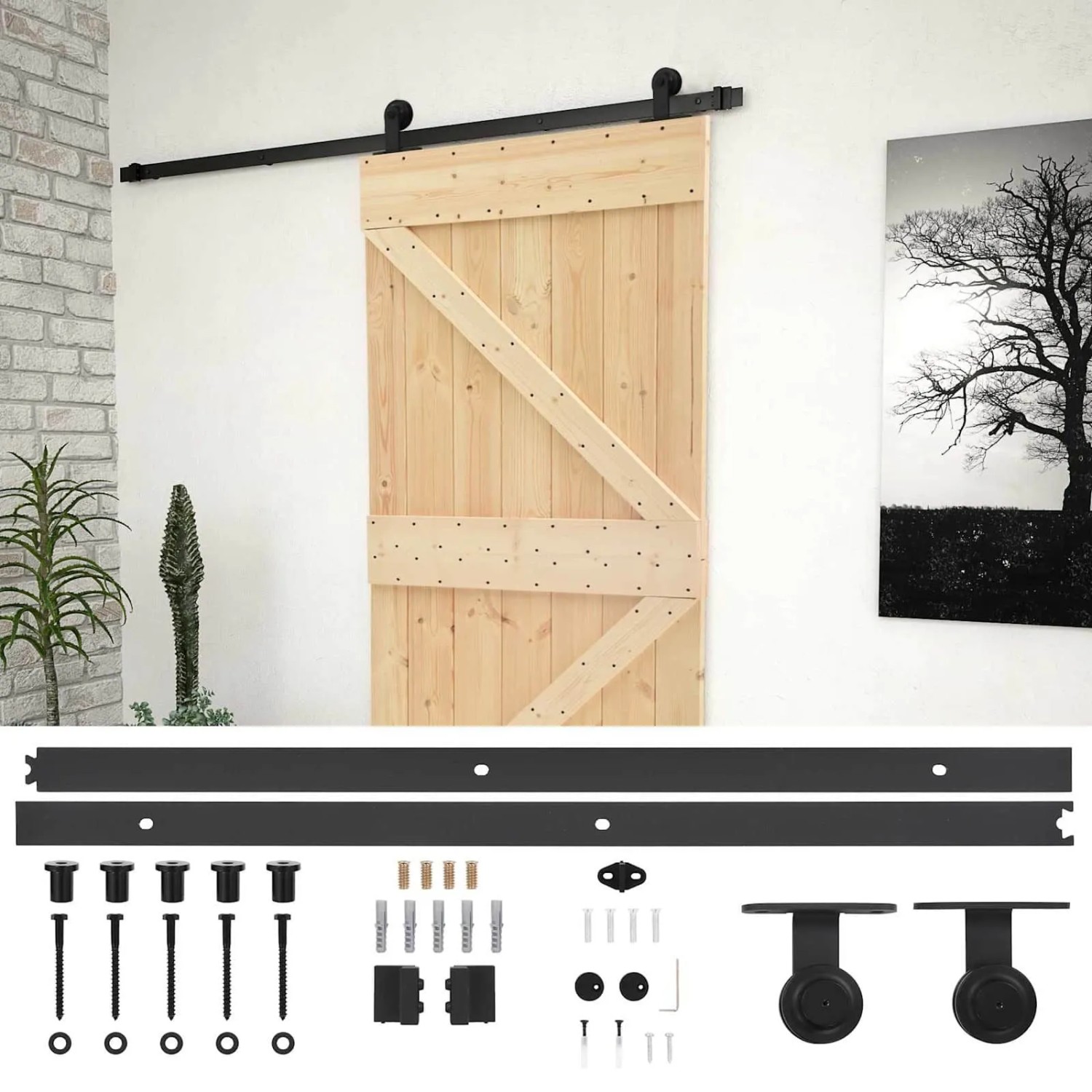 vidaXL Schiebetür Natur und Schwarz 80 x 210 cm 3444853