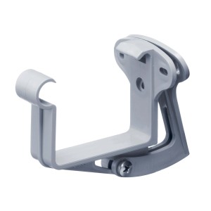 Inefa Stirnbretthalter, justierbar, für Kastenrinne NW 68, grau, aus PVC.