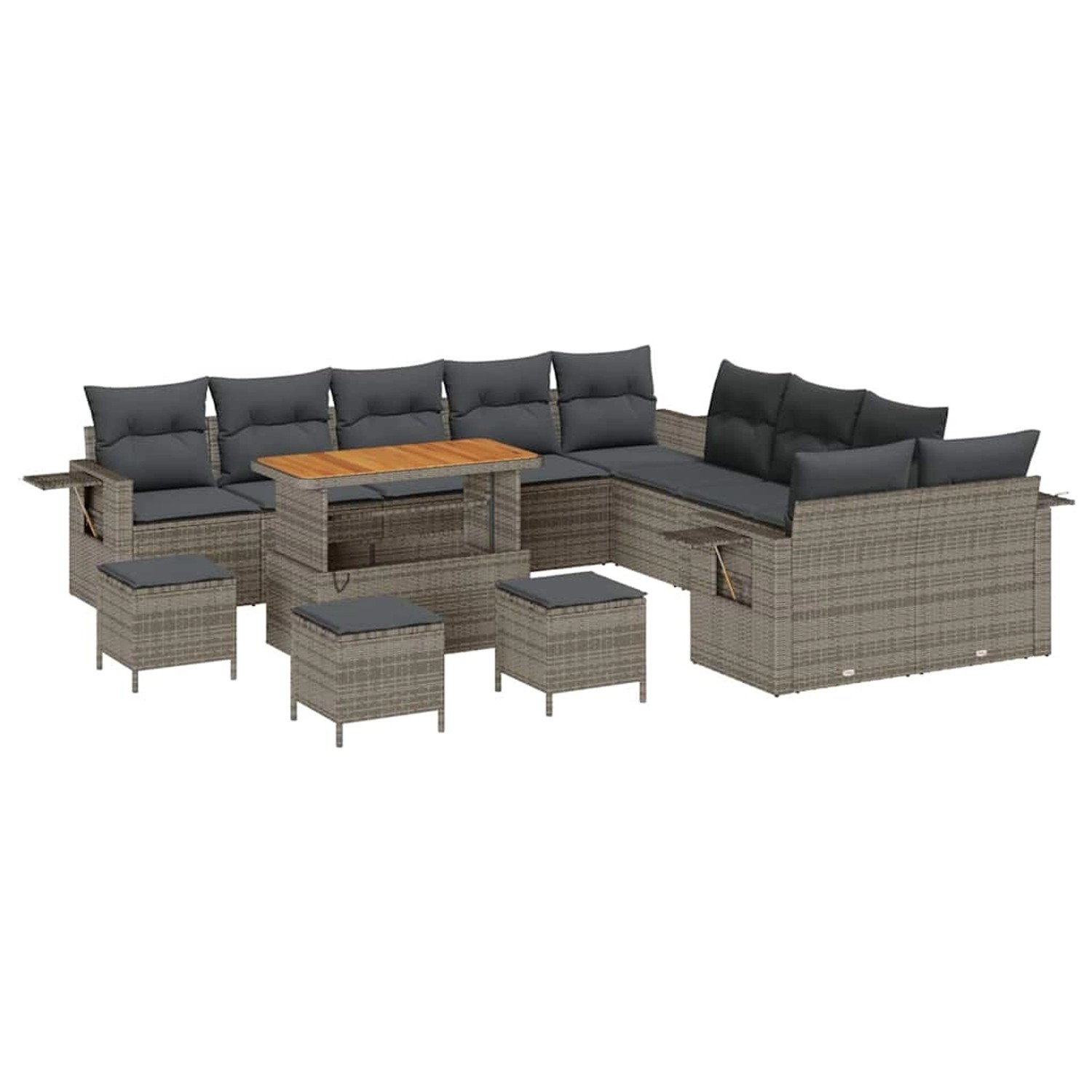 vidaXL Garten-Sofa-Set 14-Tlg Grau Poly Rattan 3361813 günstig online kaufen