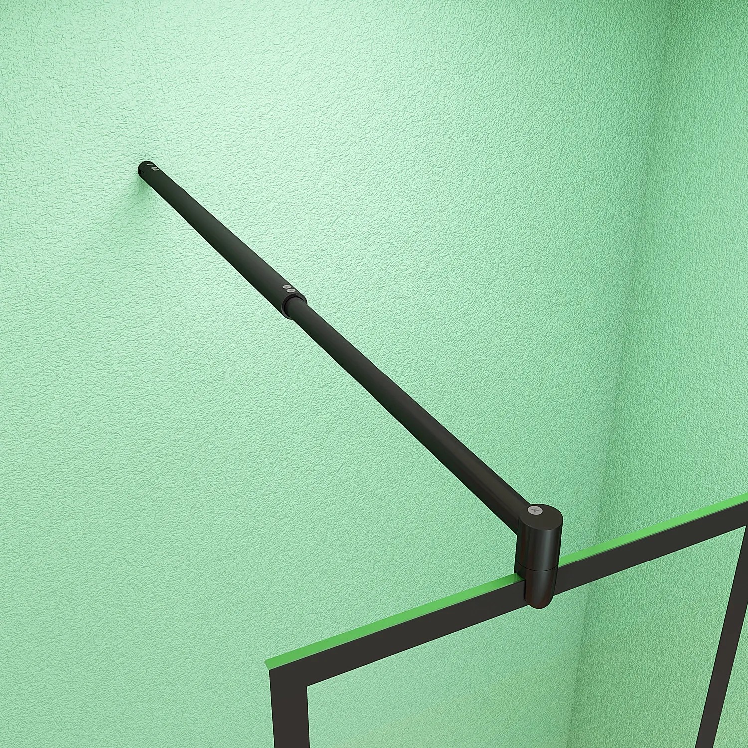Schwarze Duschparadies Stabilisierungsstange (70-120cm) für Walk-in Dusche.