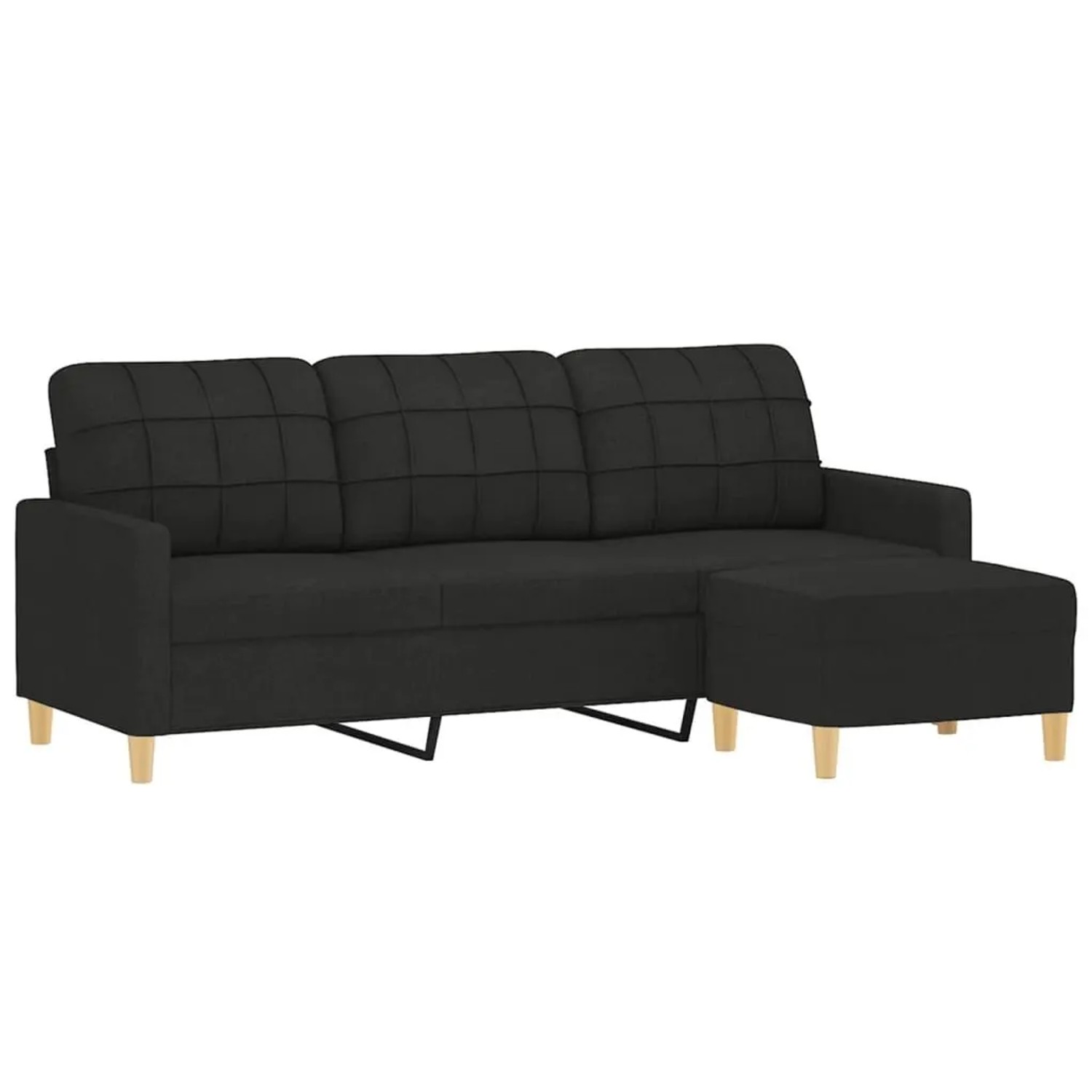 vidaXL 3-Sitzer-Sofa mit Hocker Schwarz 180 cm Stoff 3201005 günstig online kaufen