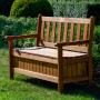 Gartenbank 2-Sitzer aus geöltem Kiefernholz mit Stauraum, braun. Ideal für Garten & Terrasse.