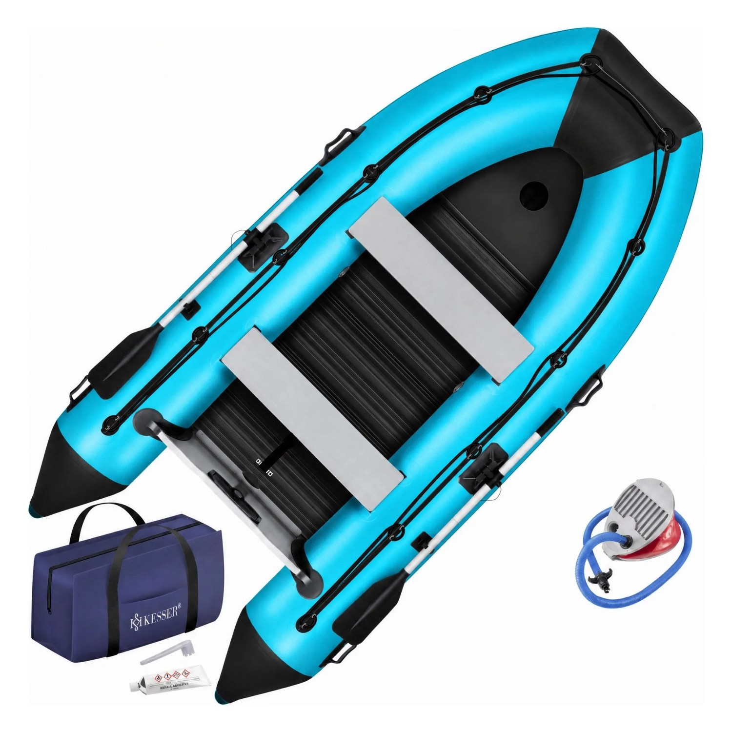 KESSER Schlauchboot WAVE für 2 Personen mit Sitzbank 230 cm Blau Schwarz